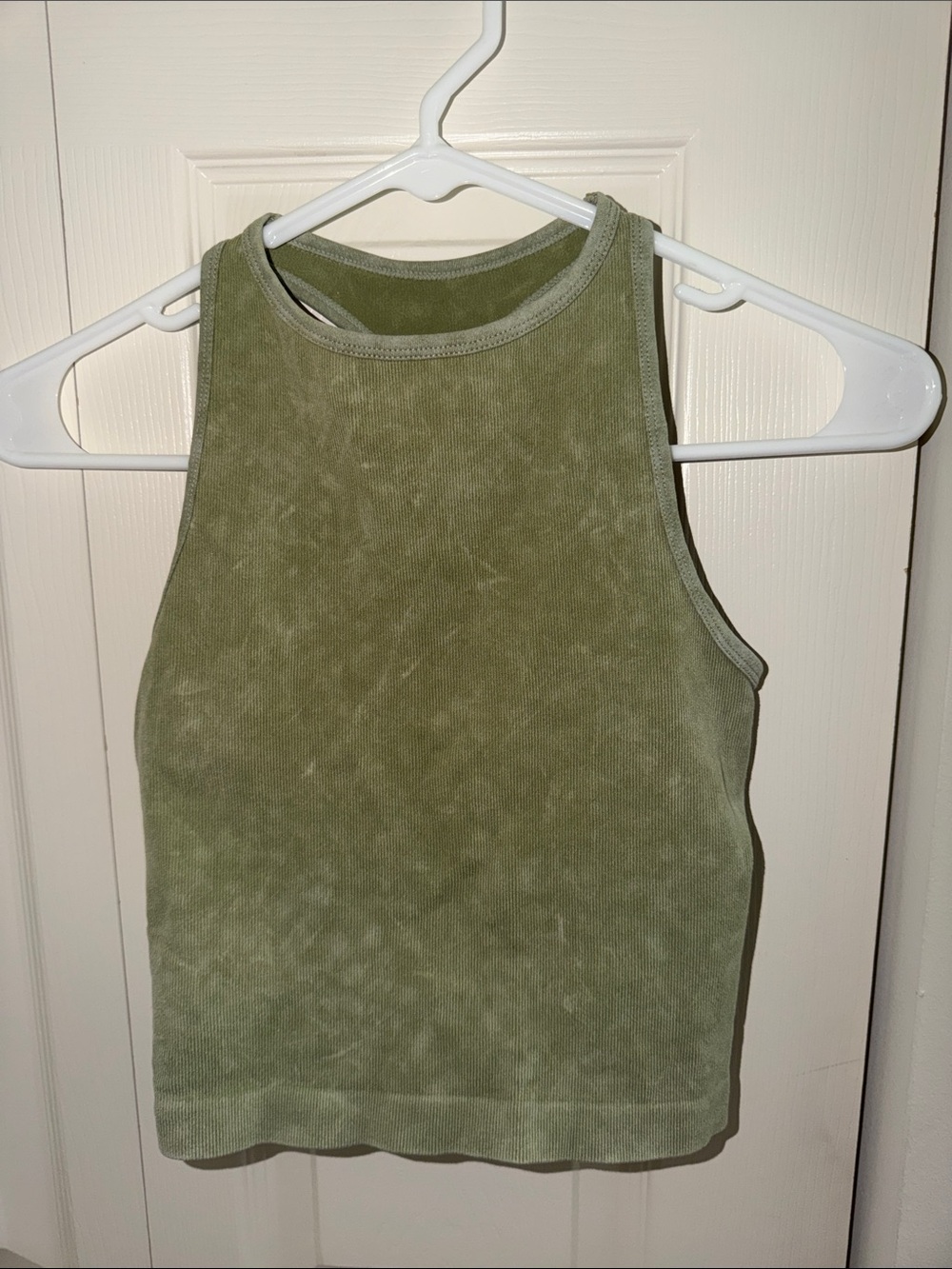 Aura Olive High-Neck Ribbed Tank